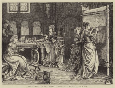 Needlework in the Olden Time, Ladies at Tapestry Work by Matthew White Ridley